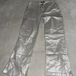 Kut From The Kloth Womens Silver Metallic Kelsey Fan AB Ankle Flare Jeans Size 8